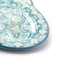 Assiettes en mélamine de forme ovale, 24 pièces, Design personnalisé, autocollant intérieur et extérieur en couleur pour dîner ou salade