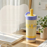Mug de voyage isotherme double paroi en acier inoxydable 316 de haute qualité, tasse à café portable avec poignée et paille pour une utilisation quotidienne en déplacement