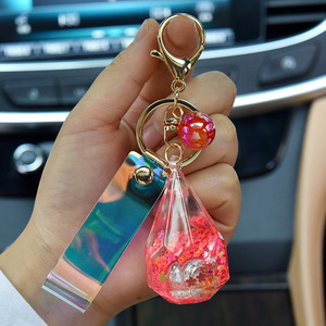 Đèn Pin <span class=keywords><strong>LED</strong></span> Sáng Tạo Acrylic Water Drop <span class=keywords><strong>Key</strong></span> Chain Symphony Dây Da Móc Chìa Khóa Vào Mặt Dây Chuyền Cát Dầu - Product Image 5