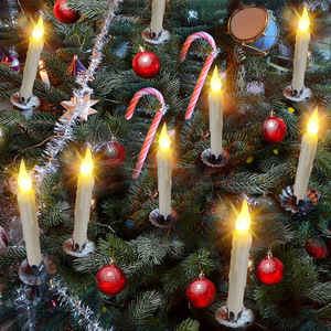 Juego de 12 Velas Flotantes con Control Remoto, Funcionan con Pilas, con Llama parpadeante sin Fuego, <span class=keywords><strong>LED</strong></span> Cónico, para Navidad y Halloween - Product Image 2