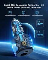Adaptateur de voiture Starlink Mini 12V 30V DC, convertisseur élévateur de tension 2-en-1, adaptateur allume-cigare avec port DC Boost 60W USB-C 27W