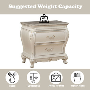 Comodino Chantelle con finitura bianco perla e piano in granito - Product Image 2
