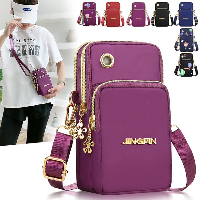 Small Size Large Capacity Compact Crossbody Cell Phone Purse Smartphone Wallet Arm Wrist Bag Handbag Single-Shoulder Pouch
