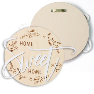 Cerchi in legno da 6 pollici casa dolce casa con gancio a spago per artigianato fai da te porta appendiabiti segno - Product Image 2