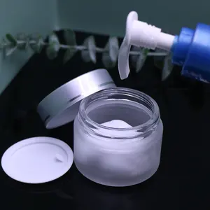 Stoples krim kaca kosmetik kustom dalam 5g 10g 15g 20g 30g 50g 100g stoples kaca buram dengan tutup perak