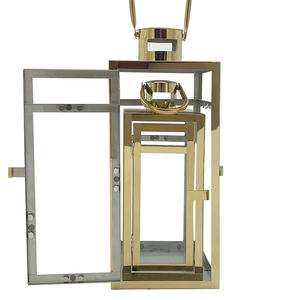 一套3金不锈钢金属户外地板挂灯蜡烛灯方形烛台，用于婚礼过道装饰 - Product Image 2