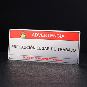 Letreros Metálicos Personalizados Binyi, Placa de Advertencia de Acero Inoxidable y Aleación de Aluminio, Señal de Seguridad para Área de Trabajo - Product Image 1