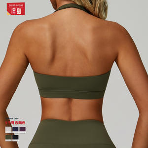 Sujetador deportivo Disko Sport para mujer, tipo halter, espalda abierta, alta intensidad, transpirable, que absorbe el sudor, sin costuras, 3091 - Product Image 1