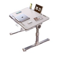 Table de chevet pliable réglable en métal RM-1033, style minimaliste, pour chambre à coucher, fenêtre en baie, bureau paresseux, petit bureau avec surface en PU
