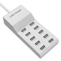 Chargeur mural de bureau à haute vitesse 10 USB QC2.0 avec sortie 5V/2.4A Protection contre les courts-circuits pour téléphones mobiles