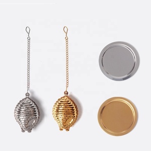 Modern and Simple Eco-friendly Conch-shaped Tea Brewer with 304 Stainless Steel Chain Tea Strainer with Lid and Portable - Product Image 3