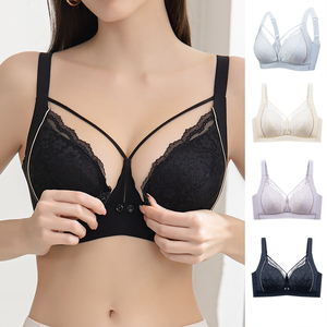 Bra renda seksi, 34 36 38 40 42 seksi renda Ultra nyaman anti-bakteri bernapas bebas kawat pola bunga bra ibu hamil tidur - Product Image 1