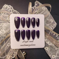 Haut de gamme de luxe purement fait à la main presse sur les ongles fournitures pour ongles amande dur et réutilisable personnalisation en gros