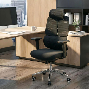 Chaise de <span class=keywords><strong>bureau</strong></span> pivotante réglable en hauteur avec appui-tête réglable + dossier en maille respirante + cadre en acier + roulettes - Product Image 5