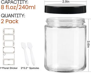 Precio de Fábrica, Tarro de Vidrio Transparente de Forma Redonda de 100ml-380ml con Tapa de Plástico Giratoria, Logotipo Personalizado para Galletas y Gelatina - Product Image 2