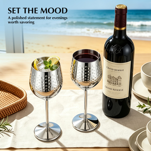 Verre à vin en acier inoxydable 500 ml, <span class=keywords><strong>gobelet</strong></span> martelé en cuivre 18 oz, verre à cocktail incassable pour fêtes, bar en plein air, coffret cadeau - Product Image 4