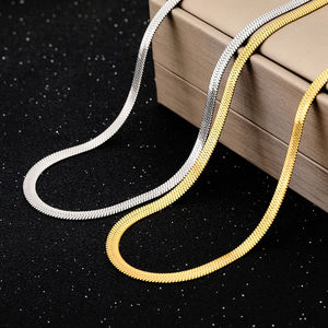 Collar Unisex de Cadena de Eslabones Estilo Espiga Clásica con Patrón de Serpiente, Chapado en Oro de 18K y Acero Inoxidable, de 3mm-6mm - Product Image 5