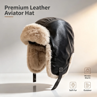 Chapeau d'hiver rétro de pilote en cuir PU et fausse fourrure, style aviateur, coupe-vent avec cache-oreilles, idéal pour le ski et les activités de plein air (vente en gros)