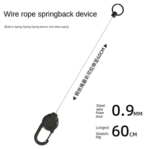 Mosquetón retráctil portátil antipérdida con cuerda de alambre de acero telescópica para exteriores, ideal para camping y llavero. - Product Image 2