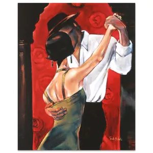 Pintura a óleo romântica quente feita à mão para amantes flamco espanhol danceiros