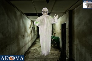 <span class=keywords><strong>Fantôme</strong></span> d'<span class=keywords><strong>Halloween</strong></span> suspendu de 1,5 m avec yeux lumineux et sons effrayants, accessoire décoratif animatronique pour maison hantée, utilisation en intérieur - Product Image 2