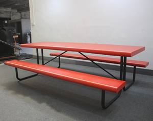 <span class=keywords><strong>Table</strong></span> de pique-nique rouge en acier massif pour jardin extérieur, terrasse, parc, avec <span class=keywords><strong>coussin</strong></span> - Product Image 4