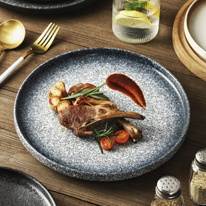 Nuevo plato de cena de bistec de lado redondo de estilo japonés y occidental de primera calidad plato de restaurante plano para <span class=keywords><strong>desayuno</strong></span> y fiesta diseño japonés - Product Image 1
