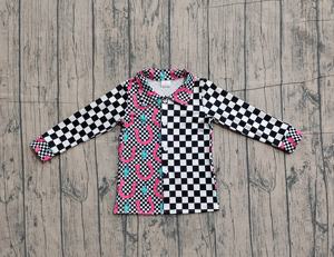 GT11509 RTS Pullover baby girl adorable Boutique <b>Plaid</b> print pullover kids toddler child clothing shirt set - Product Image 1