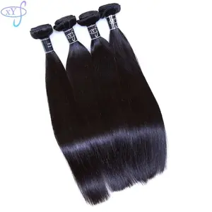XYS 36 38 42 Inch Black Virgin Brazilian Human Hair Weave Bundles, Super Double Drawn Bone Straight Hair Extension for Wig