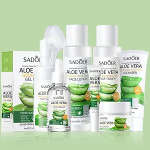 Kit de soins de la peau naturel biologique gel à l'extrait d'aloe vera soin du visage blanchissant hydratant traitement de l'acné ensemble de soins de la peau à l'aloe vera