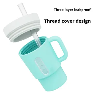 <span class=keywords><strong>Tasse</strong></span> d'apprentissage pour bébé en silicone personnalisée avec paille détachable, sans BPA, sans danger pour les aliments, portable pour les nourrissons de 0 à 12 mois - Product Image 5