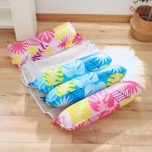 Flotador inflable con red, diseño de hojas tropicales, plegable, doble uso, con respaldo, para piscina, playa y relajación. - Product Image 1