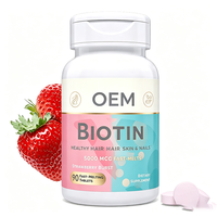OEM Özel Etiketli Biotin Tabletleri 90 Adet 5000 MCG Çilek Aromalı Besin Takviyesi