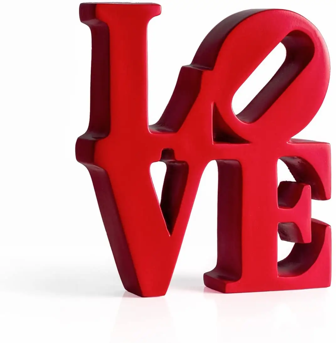Modern Red LOVE Word Art Resin Home Decor