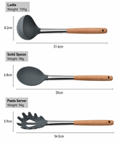 Ensemble d'ustensiles de cuisine en silicone de qualité alimentaire résistant aux hautes températures, spatule et grande cuillère à soupe en bois – Vente en gros