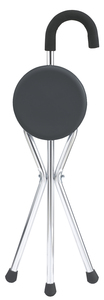 Trépied pliable en aluminium antirouille, tabouret canne gris, siège rond en plastique, poignée en mousse antidérapante - Product Image 4