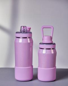 Bottiglia d'Acqua in Acciaio Inox 304 a Doppia Parete da 400ml 600ml, Thermos 100% Ermetico con <span class=keywords><strong>Coperchio</strong></span> per Uso Sportivo con Imbottitura in Silicone - Product Image 1