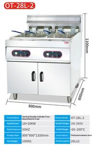 OUTE Nouvelle <span class=keywords><strong>Friteuse</strong></span> Électrique Verticale Commerciale à <span class=keywords><strong>Double</strong></span> <span class=keywords><strong>Cuve</strong></span> et 4 Paniers en Acier Inoxydable Haute Productivité sur Pied avec Armoire - Product Image 3