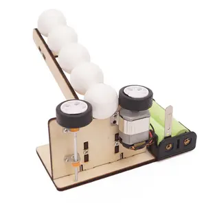 Science educational toy stem diy wooden ball shooter game shooting machine