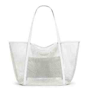 Custom Embroidery Logo Rattan Mesh Beach <b>Bag</b> Handmade Crochet Straw Tote <b>Bag</b> Women - Product Image 1
