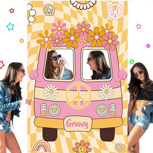 60's 70's <span class=keywords><strong>Hippie</strong></span> Bus Photo Prop Décorations De Fête Rétro Groovy Van Prop <span class=keywords><strong>Hippie</strong></span> Selfie Cadre Toile De Fond Bannière Articles De Fête - Product Image 6