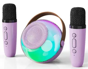 Nouveau Mini coloré lumière sans fil karaoké Microphone Portable Microphone haut-parleur batterie jouets en plastique enfants Microphone à condensateur