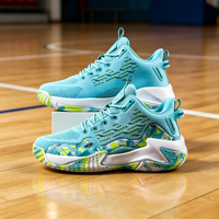 Chaussures de basket mi-hautes pour hommes, baskets en maille tricotée, amortissantes, antidérapantes, résistantes à l'usure, pour la compétition et l'entraînement, chaussures de sport