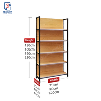 Rayonnages d'Exposition Combinés Grain de Bois Tendance de Haute Qualité pour Supermarché et Épicerie, Étagères de Rangement pour Chapeaux