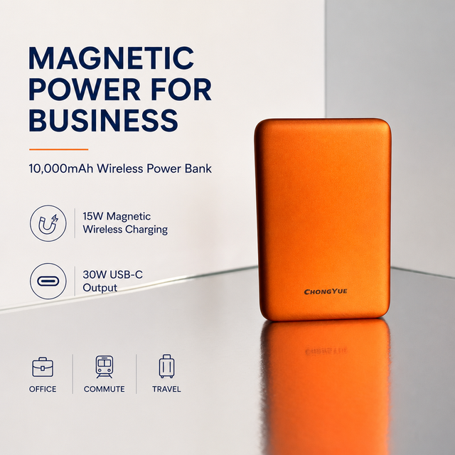 10000mAh Power Bank 30W USB-C PD 15W Magnetic Wireless Dual Mode Fast Charging Portable Battery Pack CE FCC RoHS ODM Solution