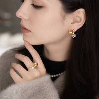 Boucles d'oreilles en argent 925 Universe Dual Pearl avec perles dorées d'eau de mer et perles Edison d'eau douce
