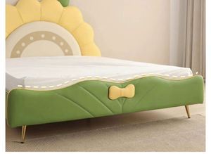 Comfortable Modern Full Size Yellow Sunflower Kids Daybed Solid Wood <b>Frame</b> Cotton Upholstery Cartoon Design Bedroom Girls - Product Image 4