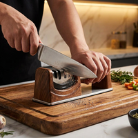 Mousseur à lait électrique et aiguiseur de couteaux 4 étapes, ensemble cadeau rechargeable par USB, mousseur à 3 vitesses avec aiguiseur, combo de cuisine