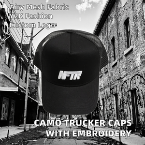 หมวกแก๊ปปักโลโก้ลายพรางแฟชั่น unisex ทรง trucker 5 แผง ผ้าโพลีเอสเตอร์ตาข่าย สำหรับฤดูร้อน - Product Image 2