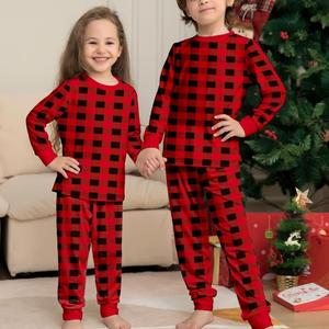 Ensemble de pyjamas à carreaux rouge et noir, nouveaux vêtements imprimés pour la famille, pour les fêtes de Noël - Product Image 3
